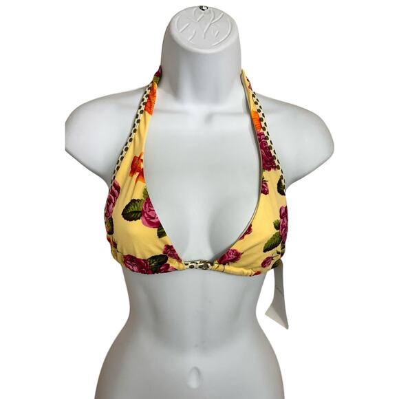 OndadeMar Triangle Bikini Top Sz 12 Rose Polka Dot Swimwear Adjustable Ties New - Picture 6 of 9